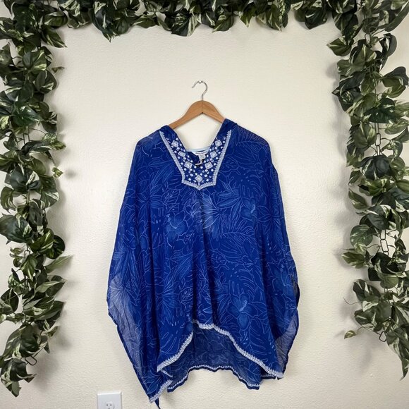 Tommy Bahama Ombra Blossoms Gauze Kaftan Blue NWT Women’s Size S - Picture 1 of 8